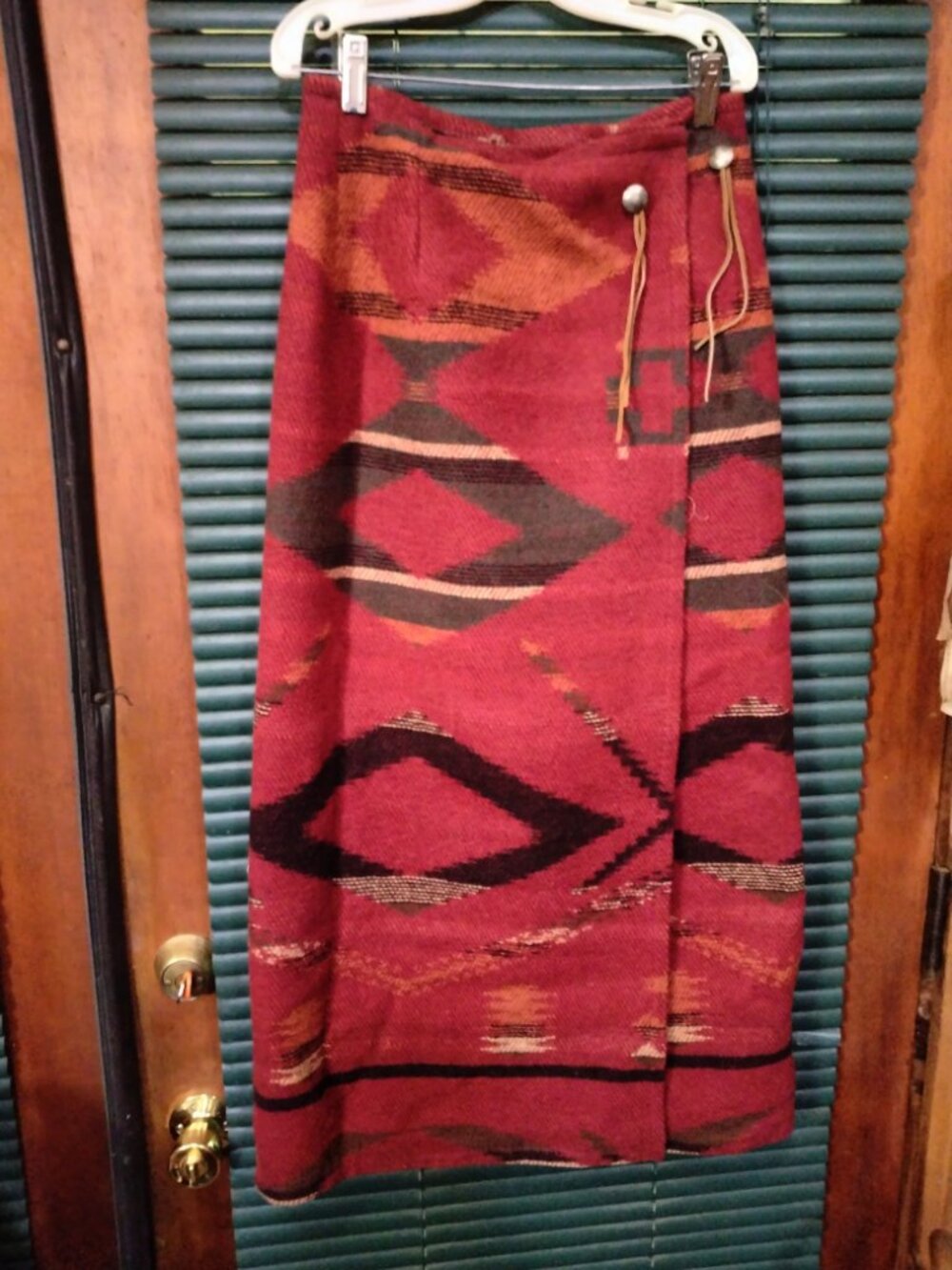 Vintage Ralph Lauren Navajo Print Wool Wrap Skirt Size 6 Sold As Is